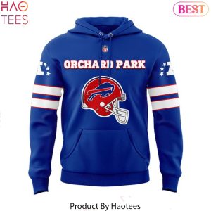 2025 Buffalo Bills Red Helmets Back Orchard Park Design Hoodie – Blue