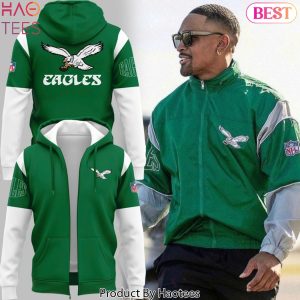 2025 Kelly Green Philadelphia Eagles Design Zip Hoodie