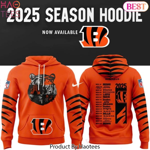 Cincinnati Bengals New Season 2025 Design Orange Hoodie