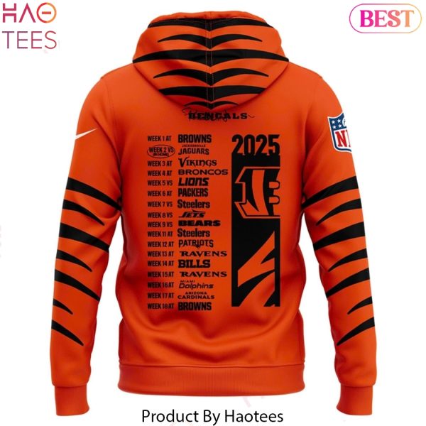Cincinnati Bengals New Season 2025 Design Orange Hoodie