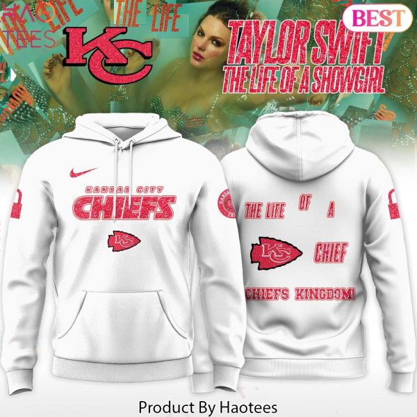 Kansas City Chiefs x Taylor Swift The Life Of A Showgirl Design Hoodie – White