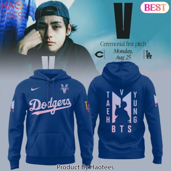 Los Angeles Dodgers x V BTS Ceremonial First Pitch Design Hoodie – Blue