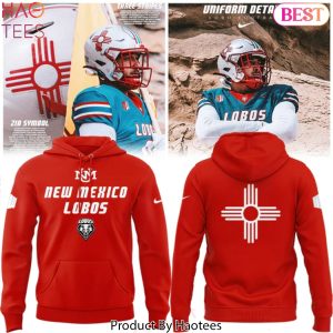 New Mexico Lobos Wordmark Logo Uniform Design Hoodie – Red