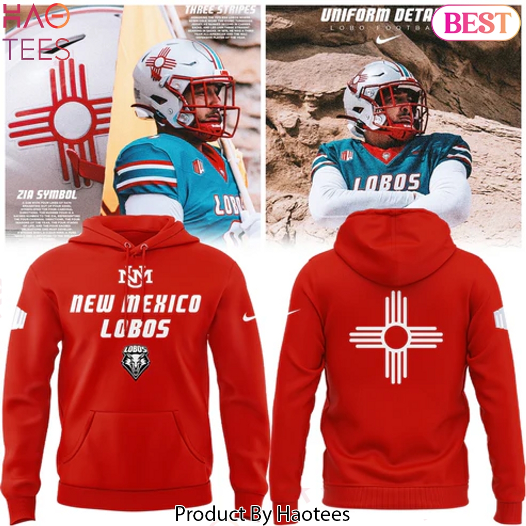 New Mexico Lobos Wordmark Logo Uniform Design Hoodie - Red New Mexico Lobos Wordmark Logo Uniform Design Hoodie - Red