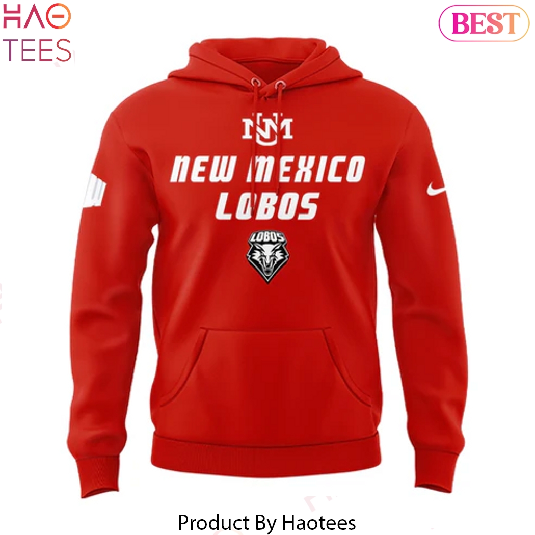 New Mexico Lobos Wordmark Logo Uniform Design Hoodie - Red New Mexico Lobos Wordmark Logo Uniform Design Hoodie - Red