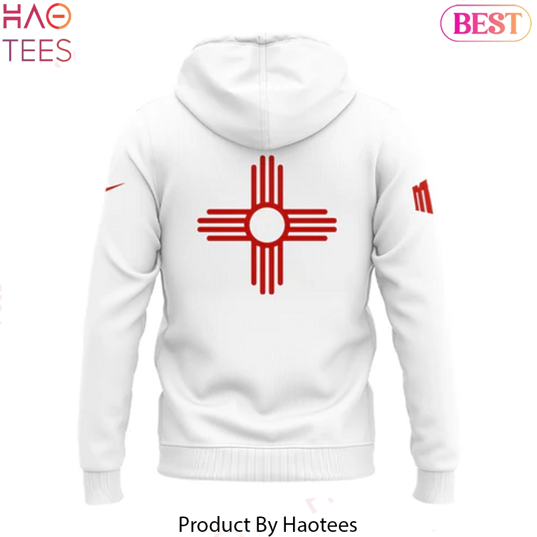 New Mexico Lobos Wordmark Logo Uniform Design Hoodie - White New Mexico Lobos Wordmark Logo Uniform Design Hoodie - White
