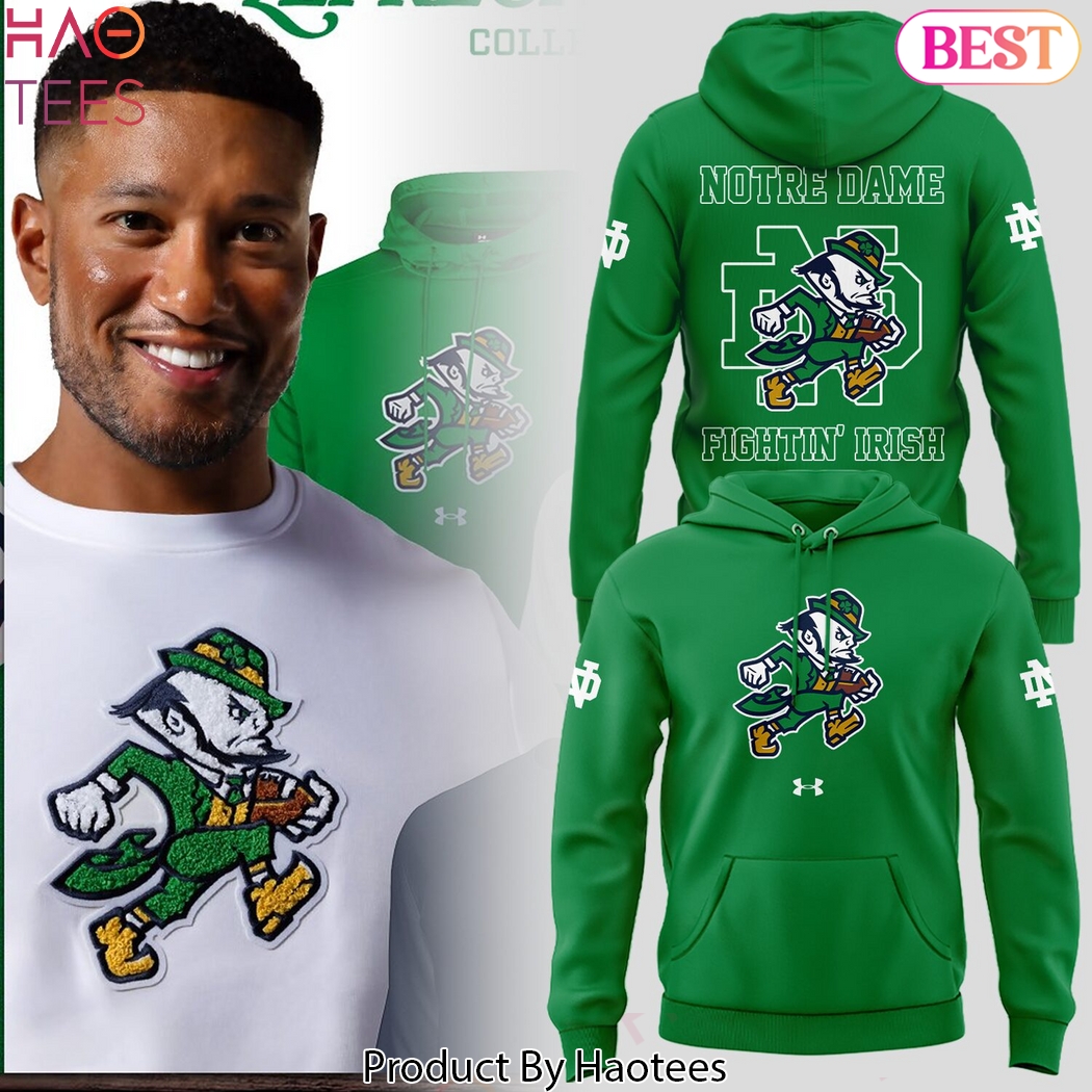 Notre Dame Fighting Irish Football Leprechaun 2025 Design Hoodie – Green