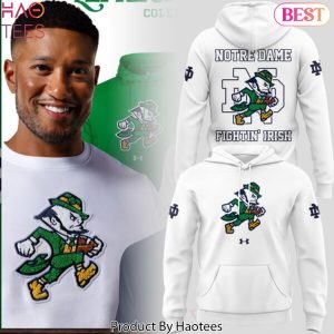 Notre Dame Fighting Irish Football Leprechaun 2025 Design Hoodie – White