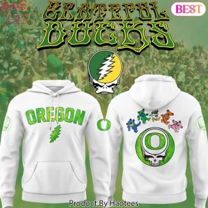 Oregon Ducks Football Grateful Ducks 2025 Design Hoodie – White