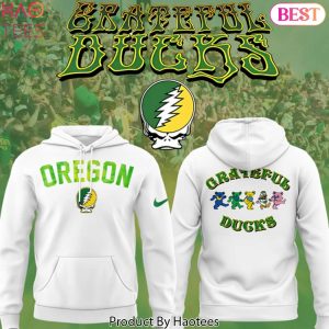 Oregon Ducks Football Grateful Ducks 2025 White Design Hoodie