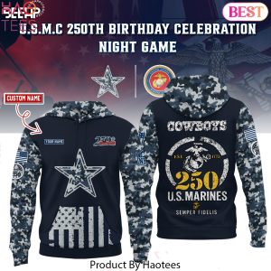 Personalized Dallas Cowboys US Marine Corps 250th Anniversary Design Hoodie