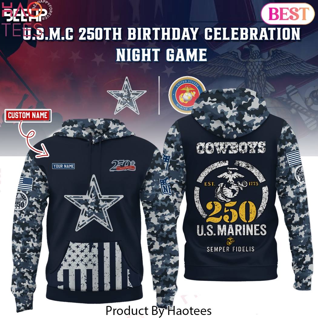 Personalized Dallas Cowboys US Marine Corps 250th Anniversary Design Hoodie Personalized Dallas Cowboys US Marine Corps 250th Anniversary Design Hoodie