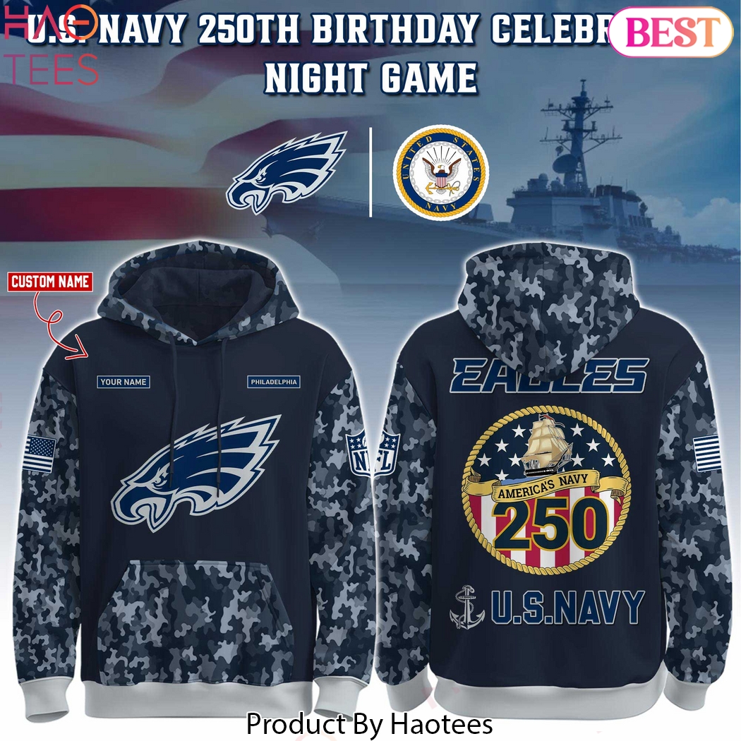 Philadelphia Eagles Navy 250th Birthday Design Hoodie Philadelphia Eagles Navy 250th Birthday Design Hoodie