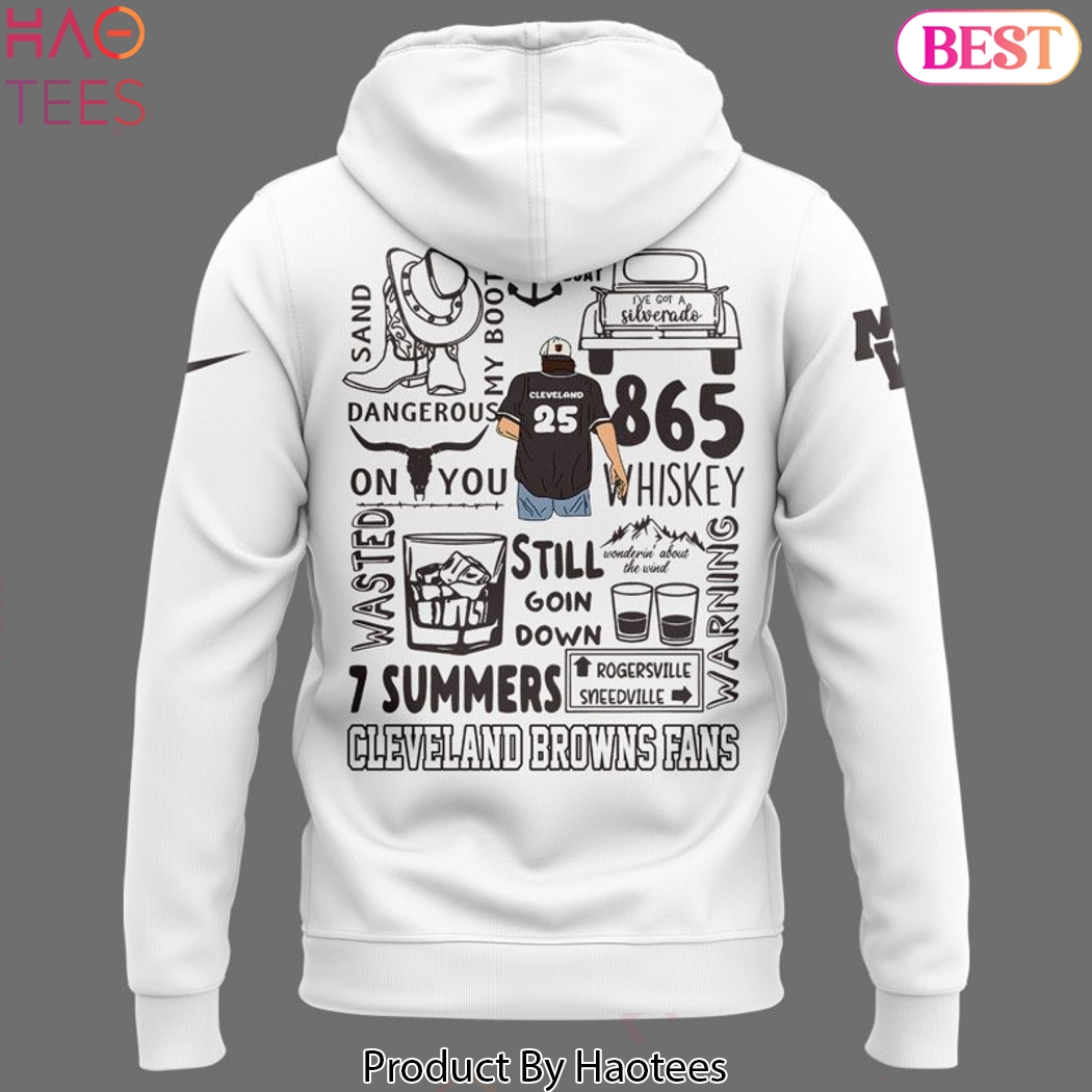 Wallen x Cleveland Browns Im The Problem Tour 2025 Design Hoodie - White Wallen x Cleveland Browns Im The Problem Tour 2025 Design Hoodie - White
