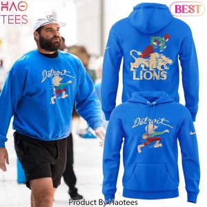 Detroit Lions 50s Retro Mascot Royal Blue Hoodie