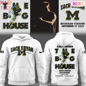 Michigan Zach The Quittin Time Tour 2025 Michigan Stadium Design Hoodie – White