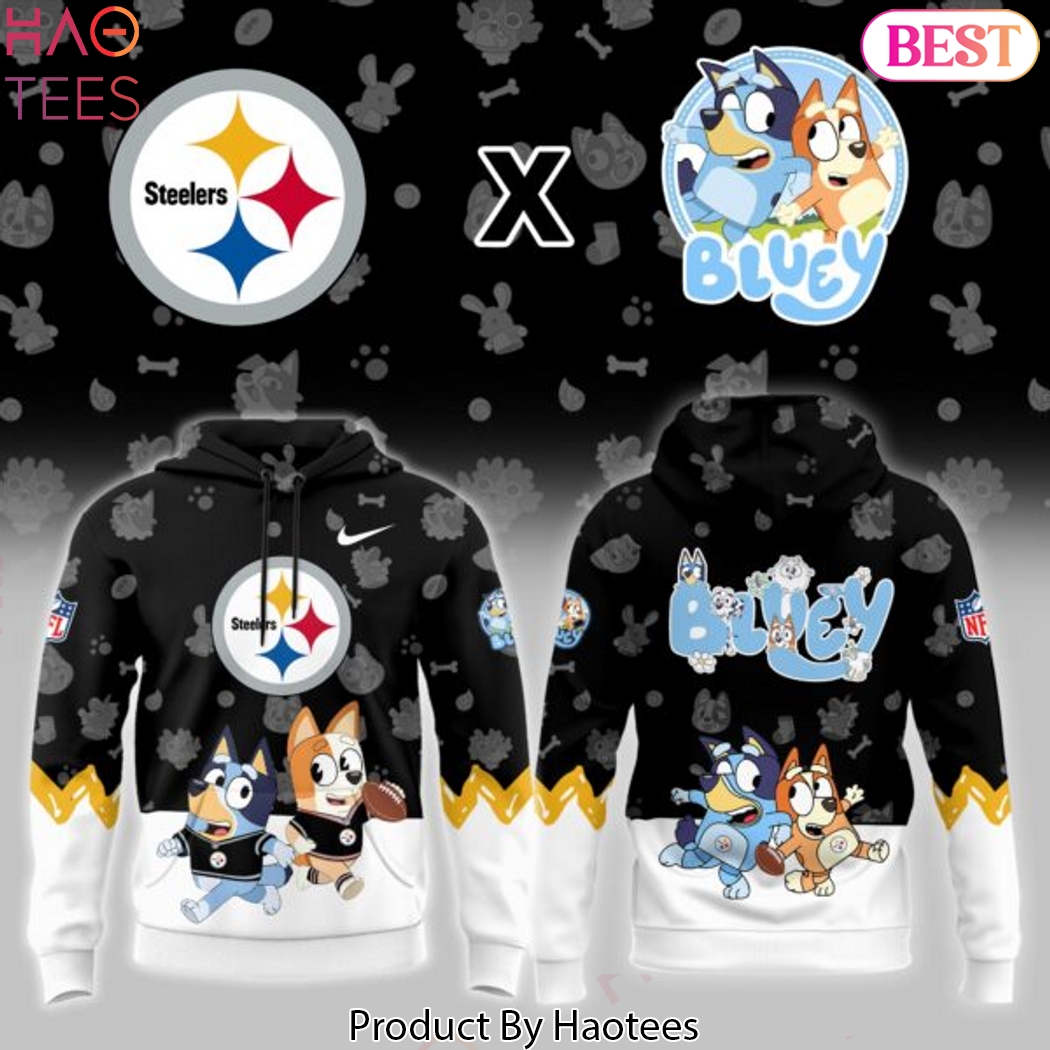 Steelers Bluey 2025 Design Black Hoodie Steelers Bluey 2025 Design Black Hoodie