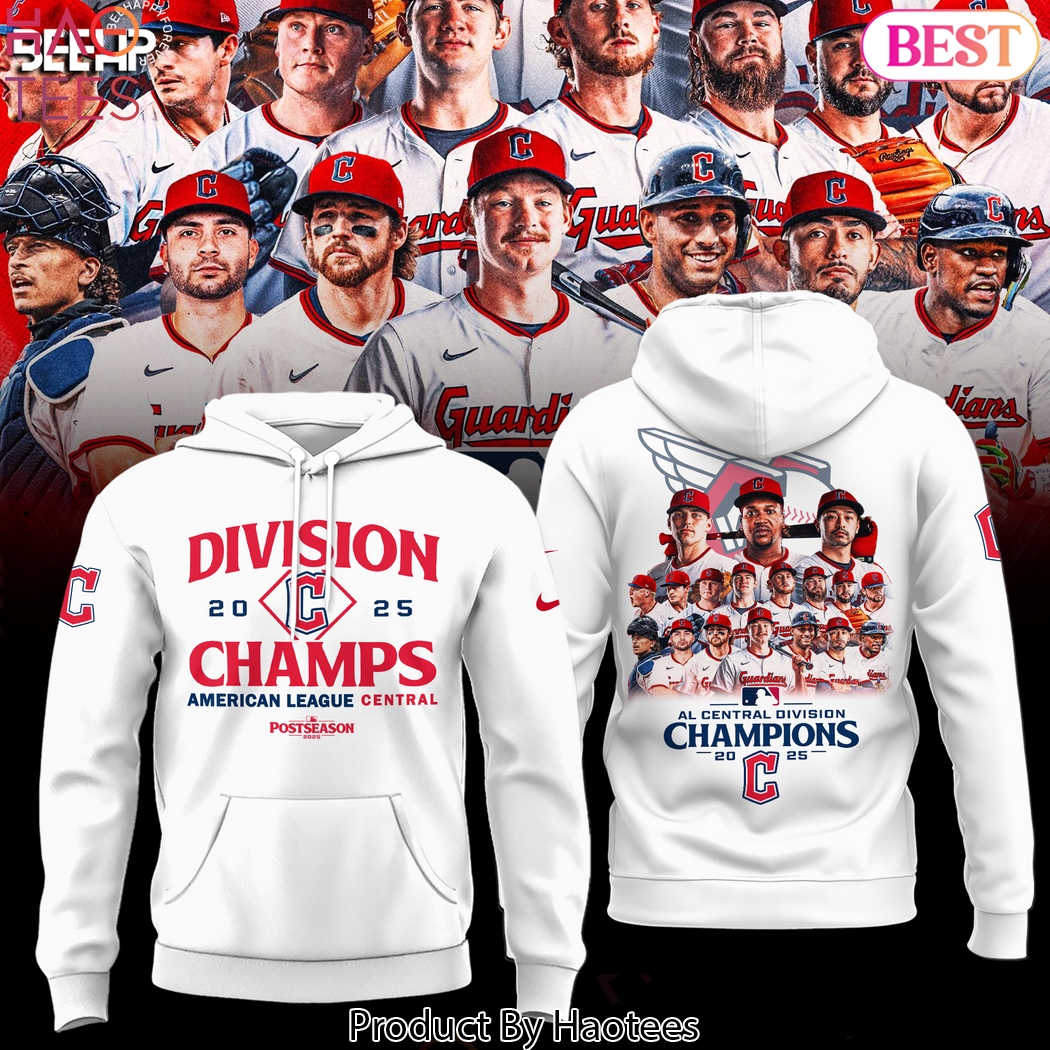 Cleveland Guardians 2025 AL Central Division Champions Design Hoodie - White Cleveland Guardians 2025 AL Central Division Champions Design Hoodie - White