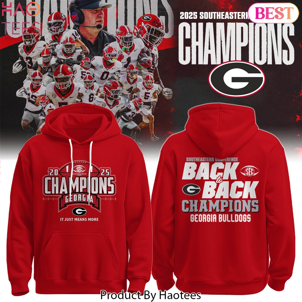 Georgia Bulldogs 2025 SEC Football Conference Champions Red Hoodie Georgia Bulldogs 2025 SEC Football Conference Champions Red Hoodie