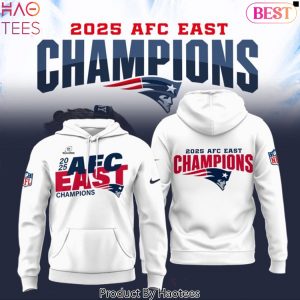 New England Patriots 2025 AFC East Division Champions White Hoodie