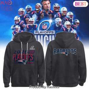 New England Patriots Heather Charcoal NFL Playoffs 2025 Hoodie