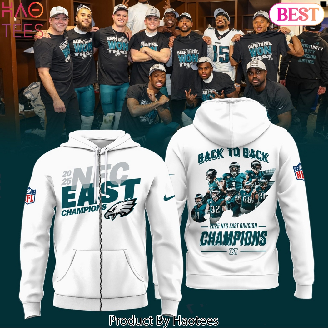 Philadelphia Eagles 2025 NFC East Division Champions Back To Back Zip Hoodie Philadelphia Eagles 2025 NFC East Division Champions Back To Back Zip Hoodie