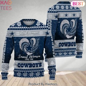 Real Women Love Football Smart Women Love The Dallas Cowboys Christmas Sweater
