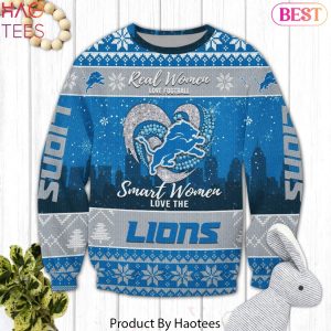 Real Women Love Football Smart Women Love The Detroit Lions Ugly Christmas Sweater