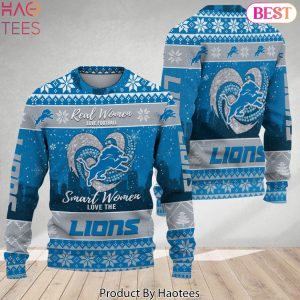 Real Women Love Football Smart Women Love The Detroit Lions Ugly Christmas Sweater