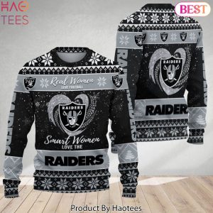 Real Women Love Football Smart Women Love The Las Vegas Raiders Christmas Sweater