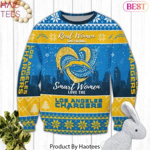 Real Women Love Football Smart Women Love The Los Angeles Chargers Christmas Sweater