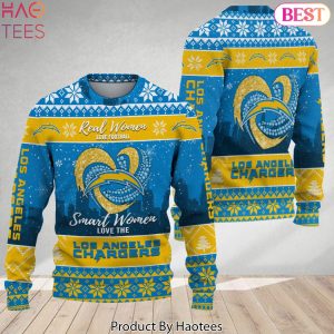 Real Women Love Football Smart Women Love The Los Angeles Chargers Christmas Sweater
