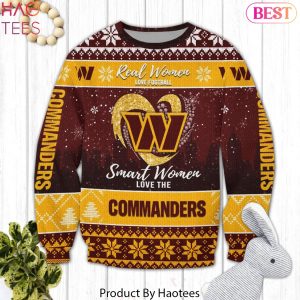Real Women Love Football Smart Women Love The Washington Commanders Ugly Christmas Sweater