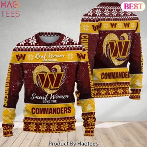 Real Women Love Football Smart Women Love The Washington Commanders Ugly Christmas Sweater
