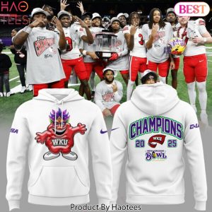 Western Kentucky Hilltoppers 2025 New Orleans Bowl Champions White Hoodie