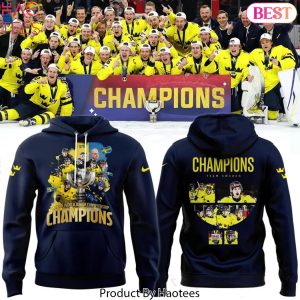 2026 IIHF World Junior Champions Sweden National Ice Hockey Team Hoodie – Blue