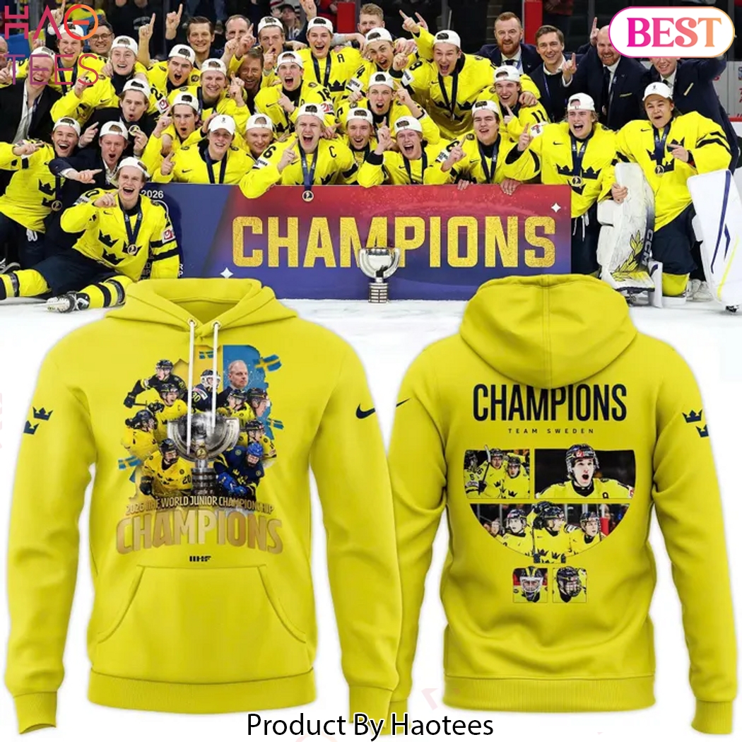 2026 IIHF World Junior Champions Sweden National Ice Hockey Team Hoodie - Gold 2026 IIHF World Junior Champions Sweden National Ice Hockey Team Hoodie - Gold