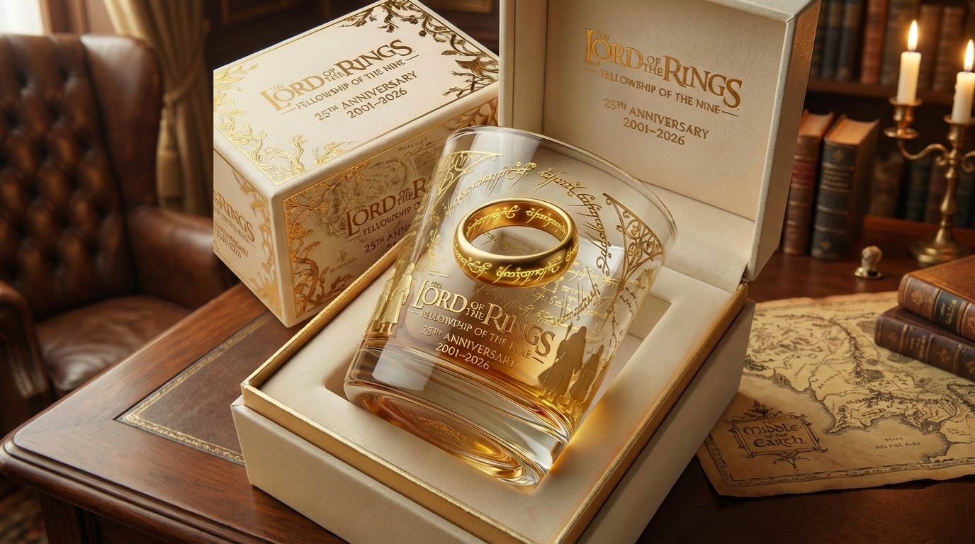 Lord Of The Rings Fellowship Of The Nine 25th Anniversary 2026 Whiskey Glass Lord Of The Rings Fellowship Of The Nine 25th Anniversary 2026 Whiskey Glass
