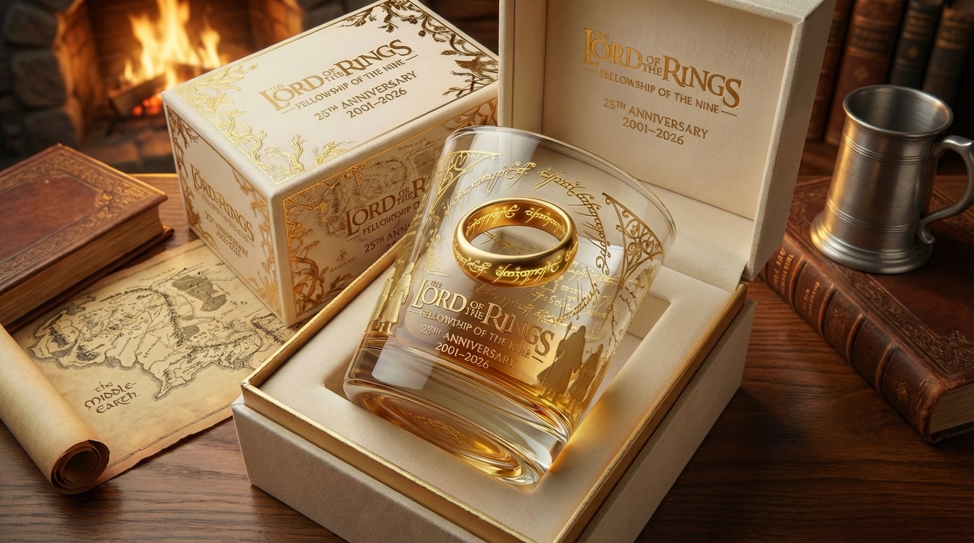 Lord Of The Rings Fellowship Of The Nine 25th Anniversary 2026 Whiskey Glass Lord Of The Rings Fellowship Of The Nine 25th Anniversary 2026 Whiskey Glass