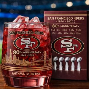 San Francisco 49ers 80th Anniversary Commemorative 2026 Whiskey Glass