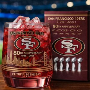 San Francisco 49ers 80th Anniversary Whiskey Glass