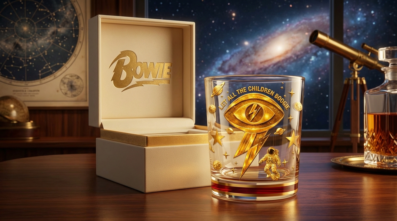 David Bowie Let All The Children Boogie Whiskey Glass David Bowie Let All The Children Boogie Whiskey Glass