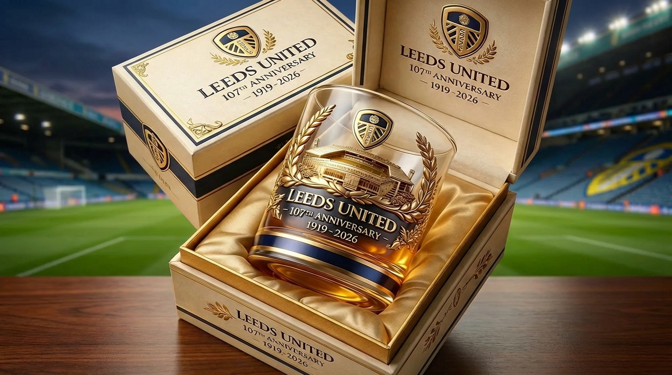 Leeds United 107th Anniversary 2026 Whiskey Glass Leeds United 107th Anniversary 2026 Whiskey Glass