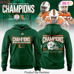 Miami Hurricanes 2026 Fiesta Bowl Champions Green Hoodie