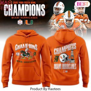 Miami Hurricanes 2026 Fiesta Bowl Champions Orange Hoodie