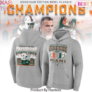 Miami Hurricanes College Football Playoff 2025 Cotton Bowl Champions Hoodie – Grey