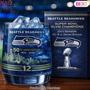 Seattle Seahawks 50th Anniversary 1976-2026 Whiskey Glass