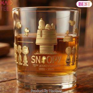 Snoopy 75th Anniversary Whiskey Glass