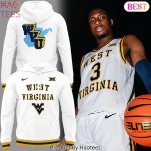 West Virginia Mountaineers Throwback WVU Men Basketball White Hoodie