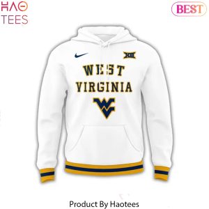 West Virginia Mountaineers Throwback WVU Men Basketball White Hoodie